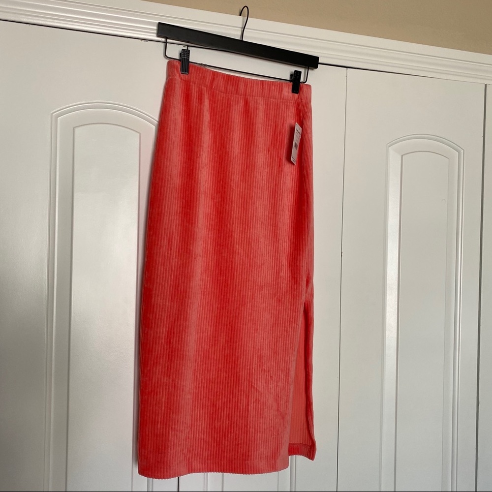 Free people NWT corduroy pink midi skirt slit